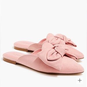 NWT J Crew Sueded Bow Mules soft pink Sz 8.5